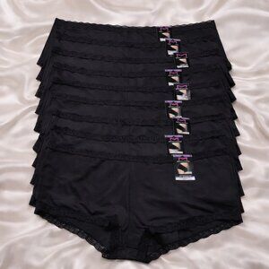 Maidenform XXL 9 Microfiber Boy Shorts Lace Accent 10 Pair